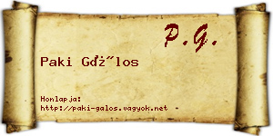 Paki Gálos névjegykártya